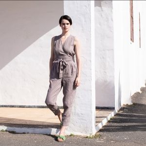 Notperfectlinen sleeveless wrap jumpsuit